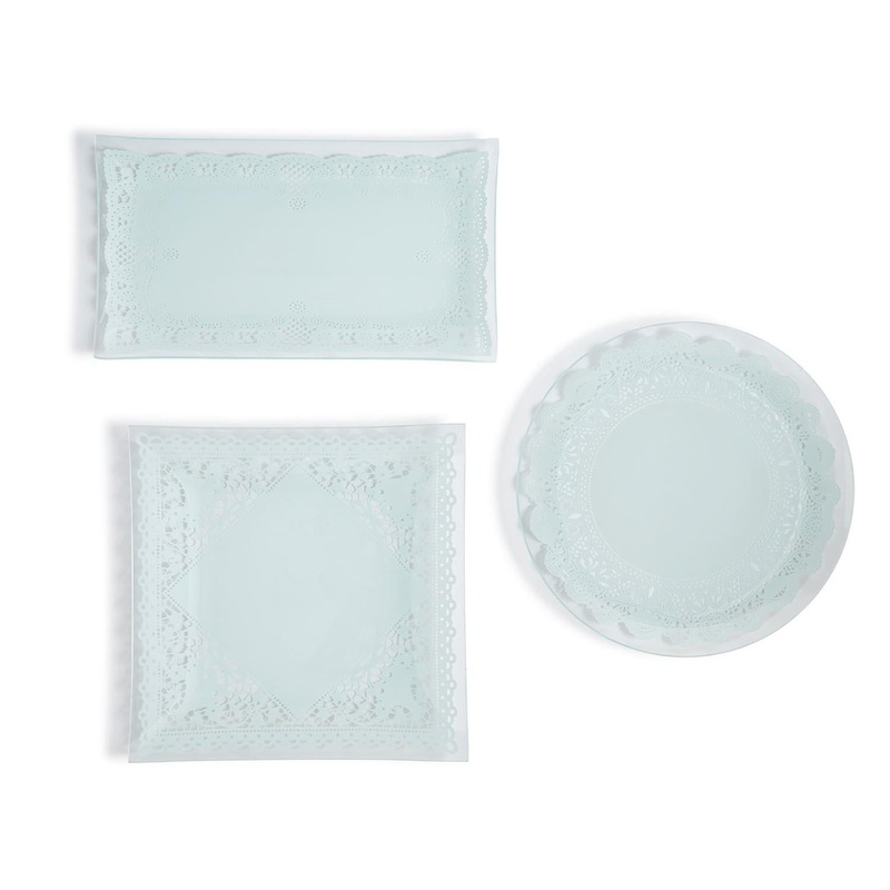Two’s Company Doily Delight Platters Includes 3 Designs, Set of 3