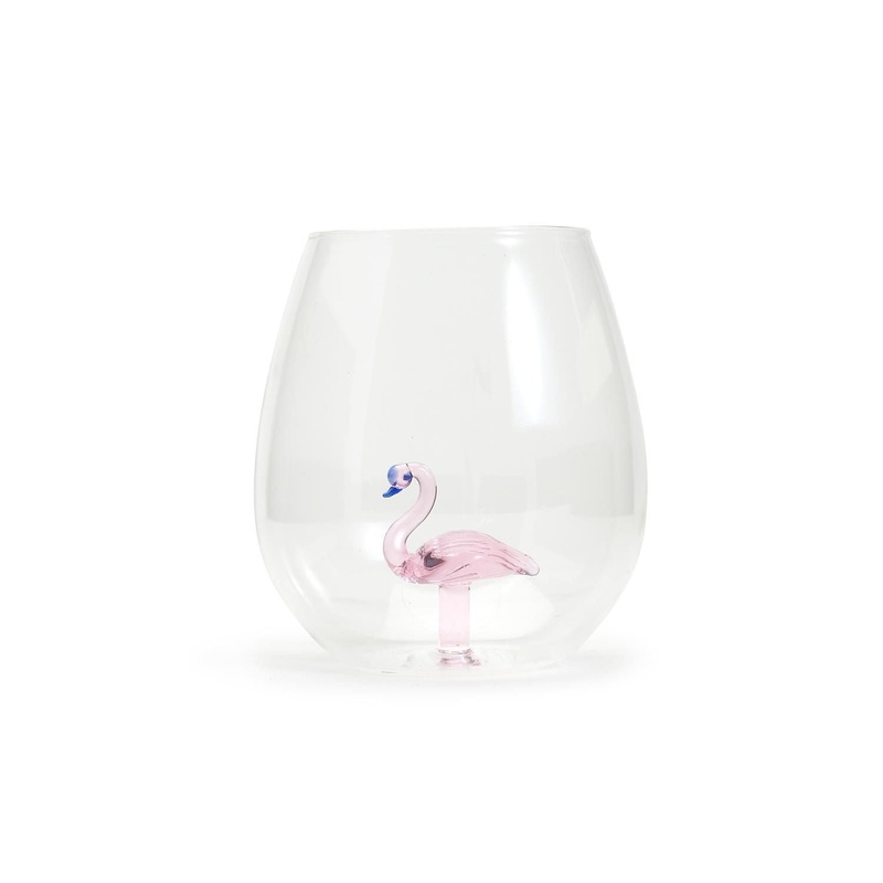 Two’s Company Flamingo Stemless Wine Glass