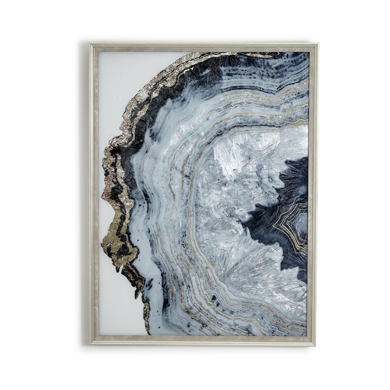 Two’s Company Gray Black White Agate Wall Art, 31.5×23.75.