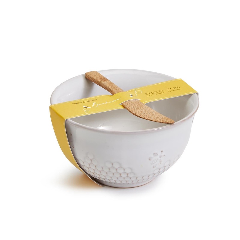 Two’s Company Honeycomb Tidbit Bowl with Spreader