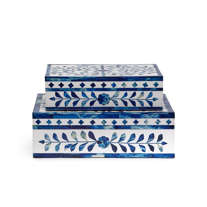 Two’s Company Set of 2 Jaipur Palace Blue & White Tear Hinged Cover Box