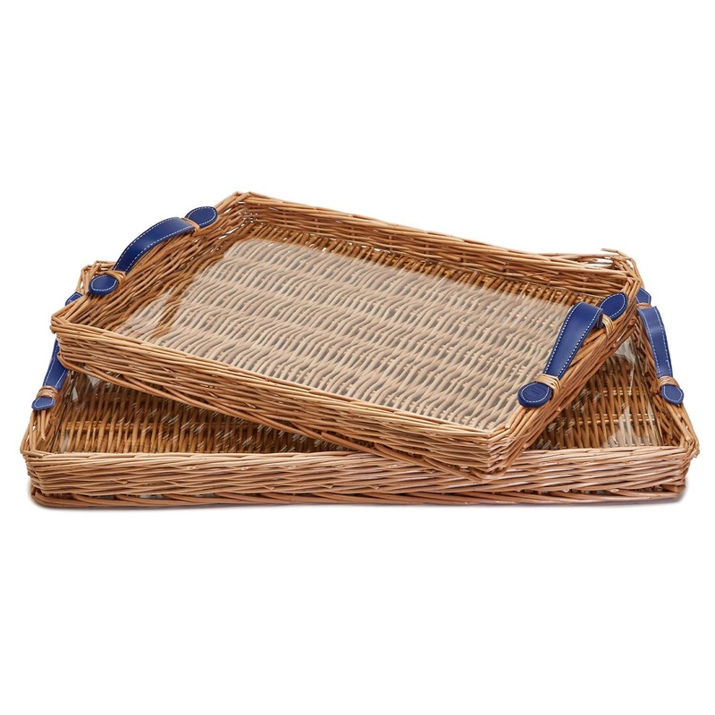 Two’s Company Set of 2 Wicker Trays with Handles, 26×18