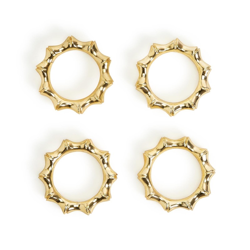 Two’s Company Set of 4 Golden Bamboo Napkin Rings
