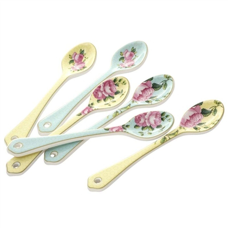 Aynsley Archive Rose Ceramic Teaspoons, Set of 6