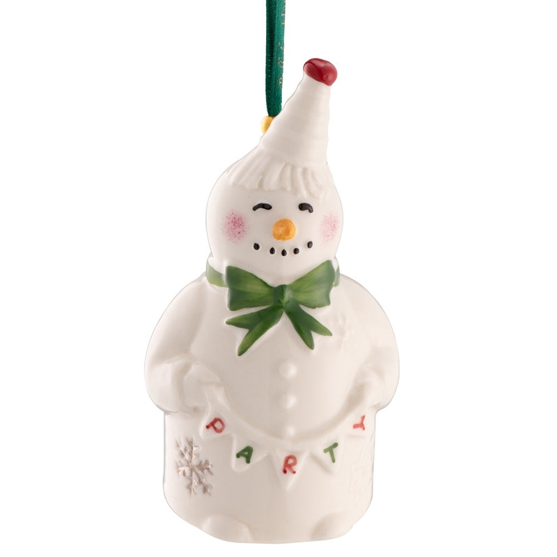 Belleek Party Snowman Hanging Ornament