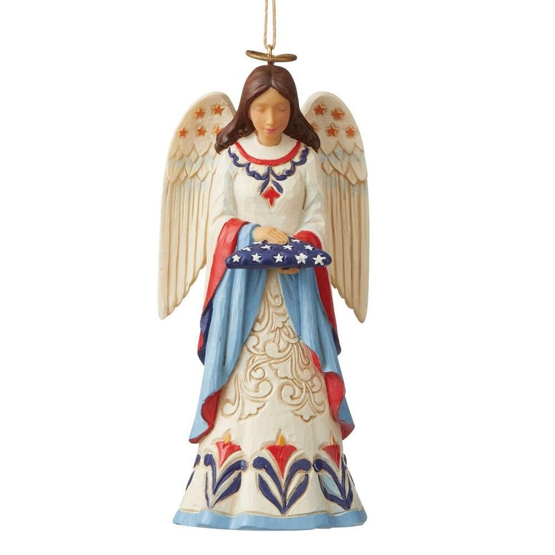 Enesco Jim Shore Patriotic Angel with Folded Flag Hanging Ornament 5