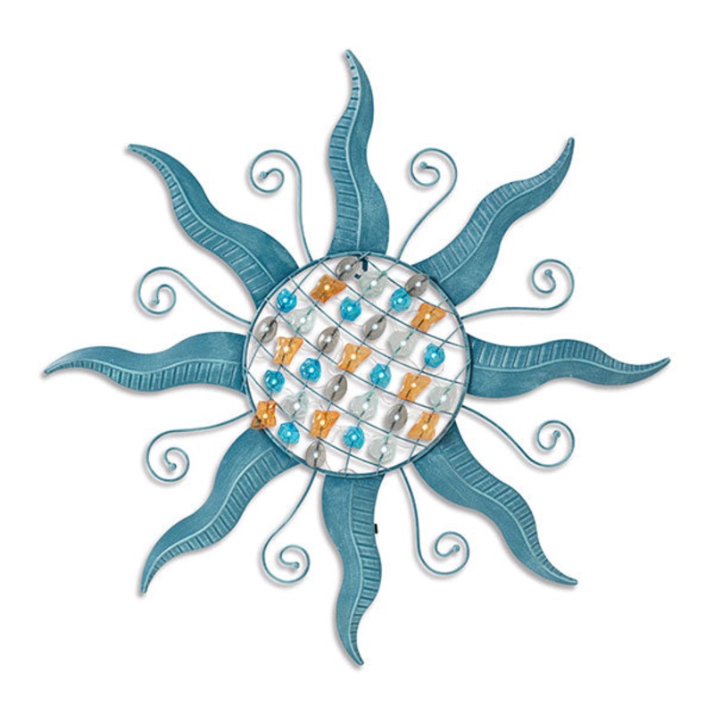 Gerson Company 26.3H B/O Lighted Metal & Jewel Sun Face Wall Decor