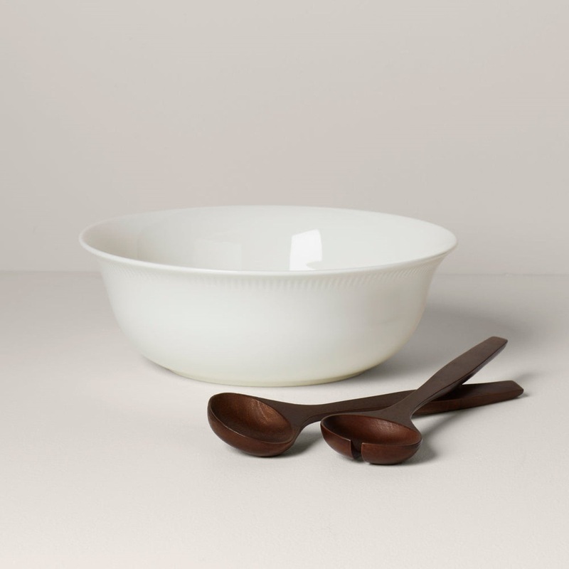 Lenox Profile White Salad Bowl With Wood Server