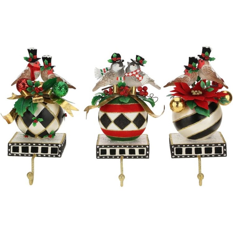 Mark Roberts Christmas 2022 Birds Stocking Holder, Assortment Of 3 10.25