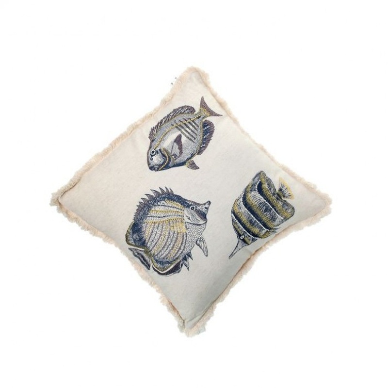 Regency International Embroidered Tropical Fish Pillow 18 x 18