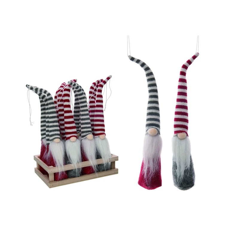 Transpac Fabric Gnome Ornament   In Crate Set Of 12