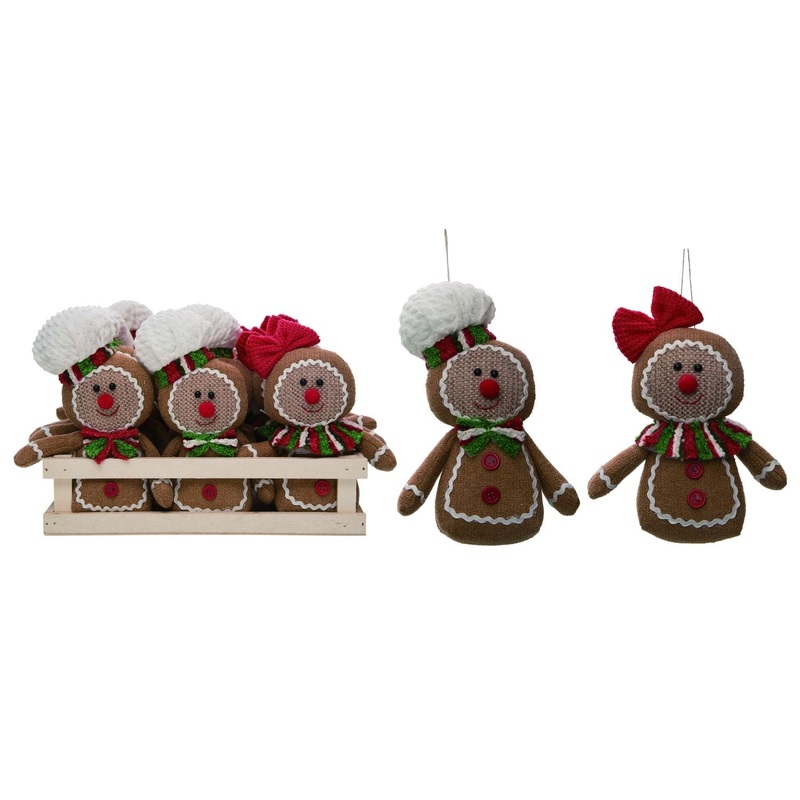 Transpac Plush Gingerbread Ornament   In Crate Set Of 12