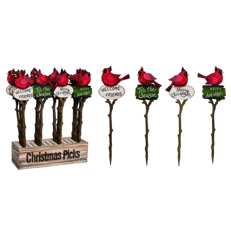 Transpac Plywood Cardinal Pick In Display Set Of 24