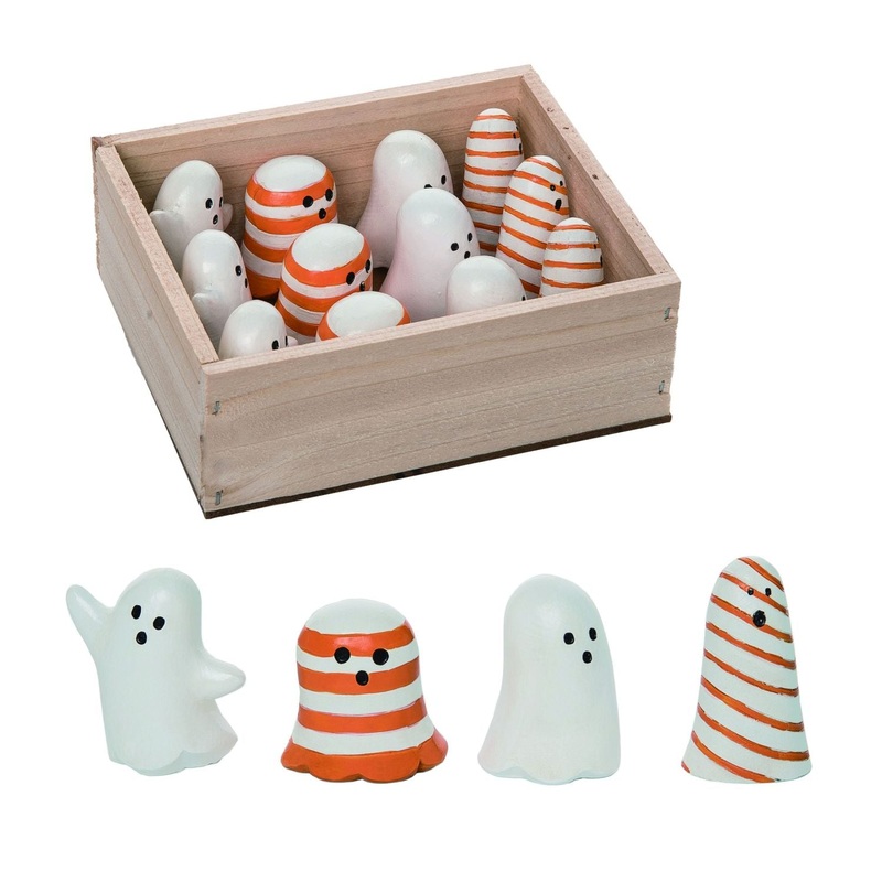 Transpac Resin Mini Ghost Figurine In Crate Set Of 12