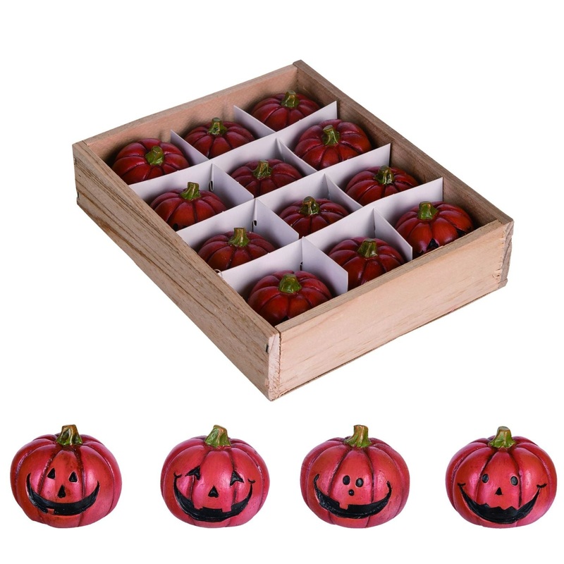 Transpac Resin Mini Jack-O-Lanterns In Box Set Of 12