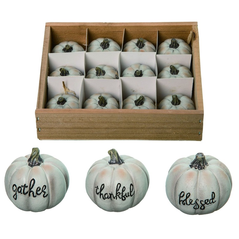 Transpac Resin Plaid Mini Pumpkins In Crate Set Of 12