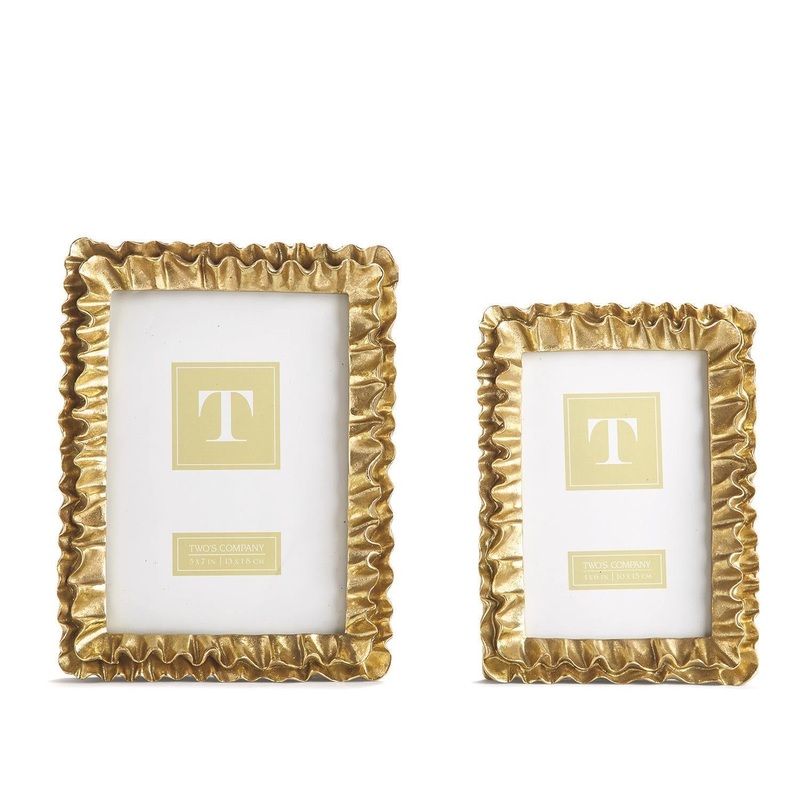 Two’s Company Gold Ruffles Frames Includes 2 Sizes, Set of 2