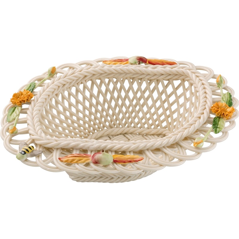 Belleek Autumn Flower Basket, Cream, China, 2 x 5.5 x 7