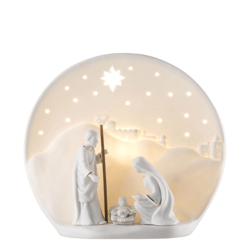 Belleek Nativity Luminaire, White, Porcelain, 6 x 12 x 6