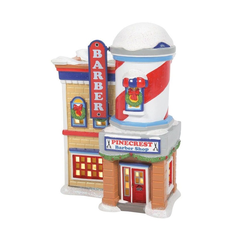 Enesco Peanuts Village Pinecrest Barber Shop Lighted Buildings