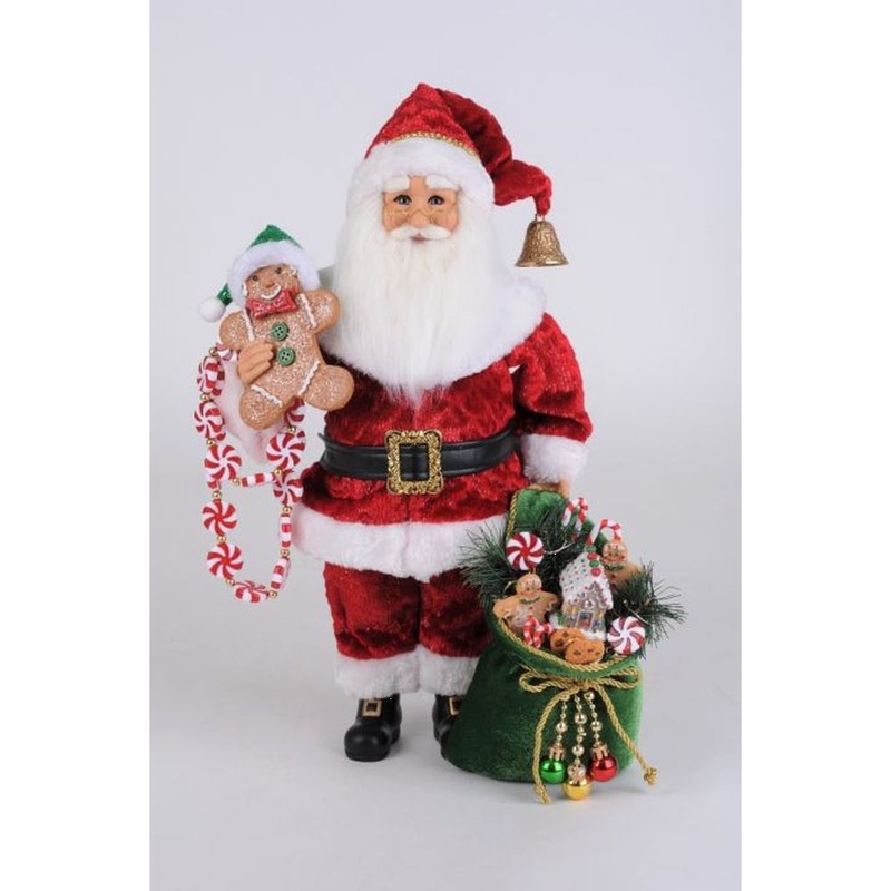 Karen Didion Lighted Peppermint & Goodies Santa Figurine