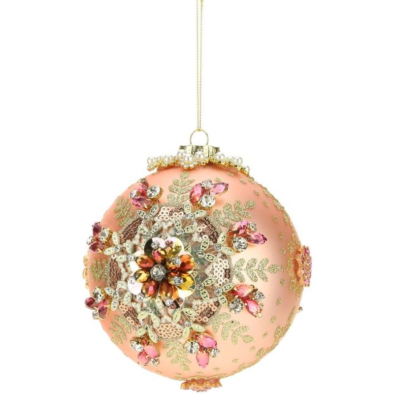 Mark Roberts Christmas 2022 King’s Jewel Ball Ornament, Peach- 5 Inches