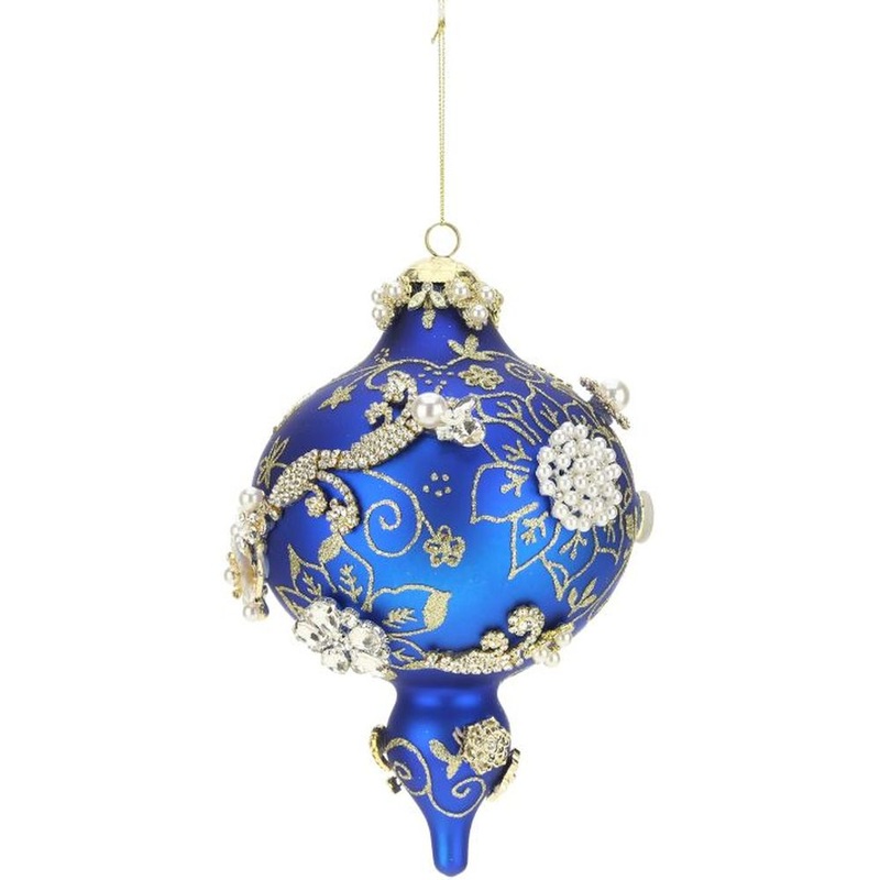Mark Roberts Christmas 2022 King’s Jewel Finial Ornament, Dark Blue 8 Inches