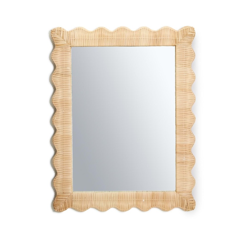 Two’s Company 30.5 Artisan Rectangular Wicker Weave Rattan Wall Mirror, Natural