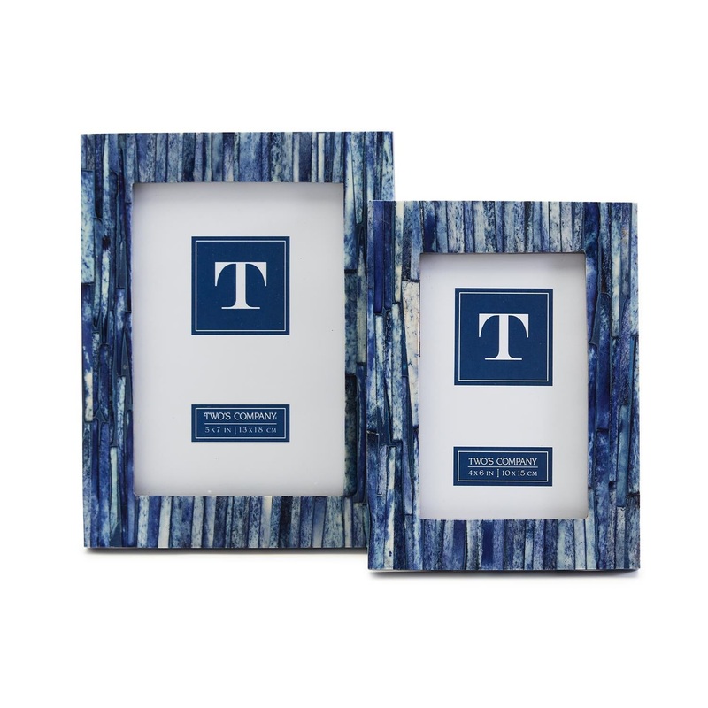 Two’s Company Set of 2 Bone Mosaic Photo Frames
