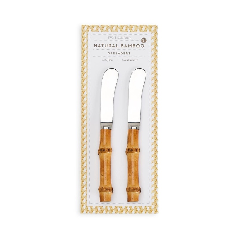 Two’s Company Set Of 2 Natural Bamboo Handle Spreaders On Gift Card