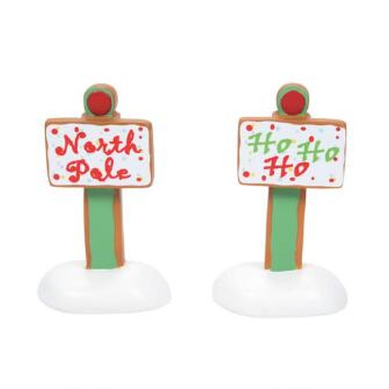 Enesco Village Accessories Gingerbread Christmas Sign Set Of 2 Village Figures
