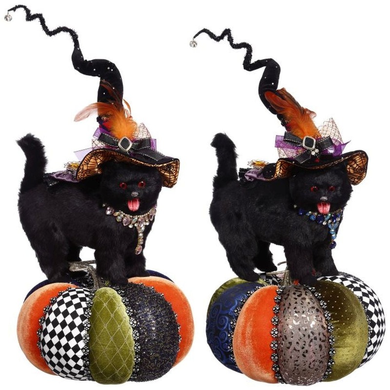 Mark Roberts Fall 2022 Cat On Pumpkin, Assortment Of 2 23 Inches