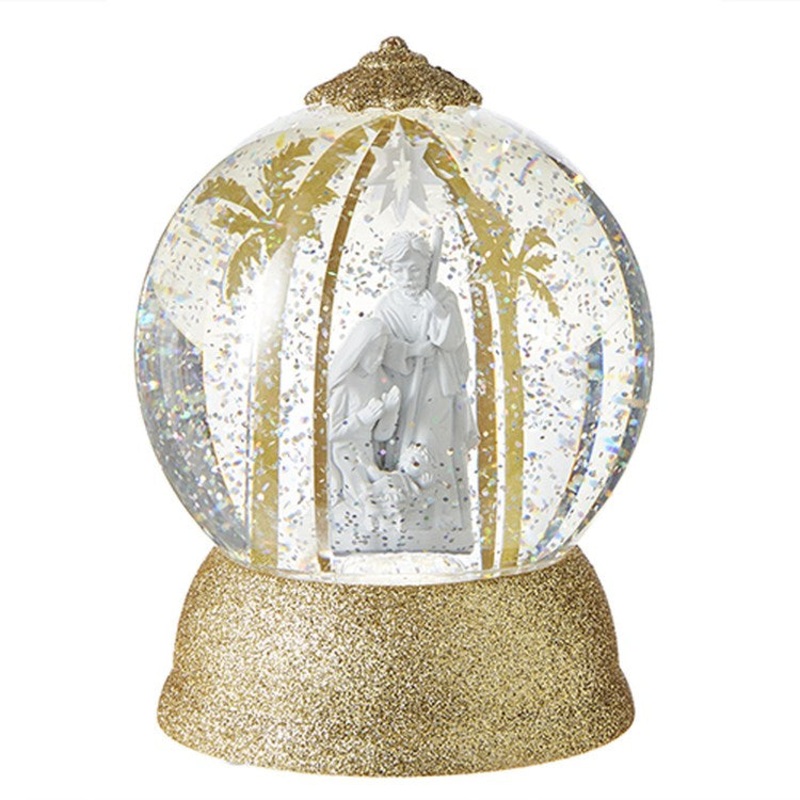 Raz 2022 Holiday Water Lanterns 6.25 Holy Family Lighted Swirling Glitter Globe