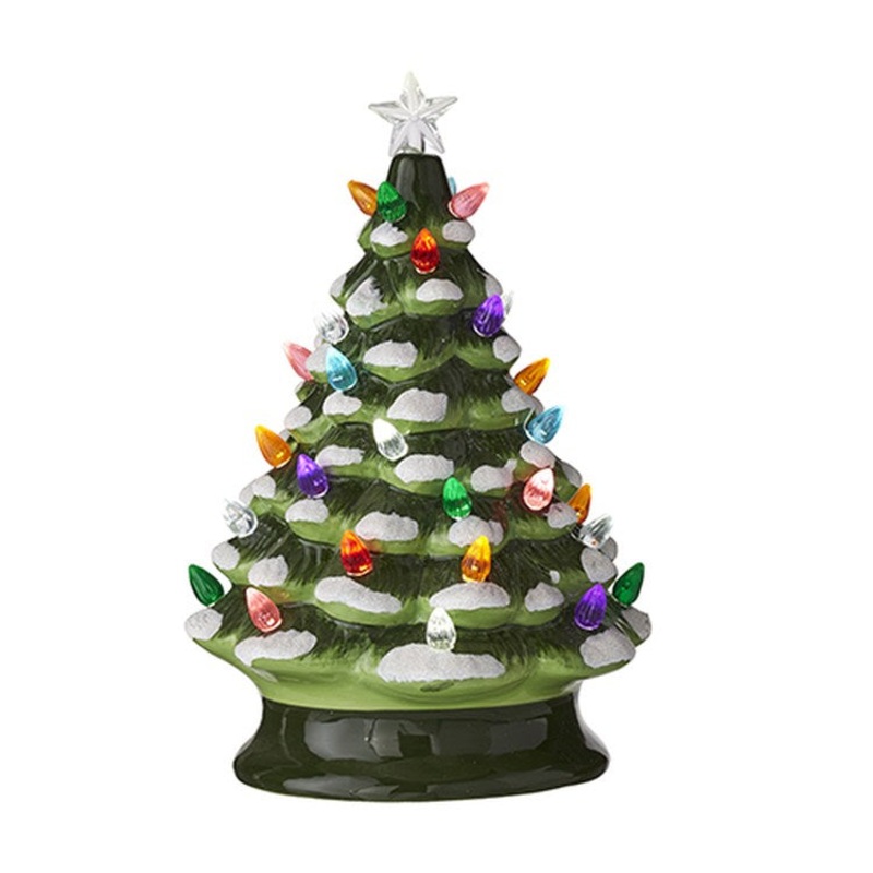 Raz 2022 No Place Like Home 10 W/ Timer Vintage Snowy Green Lighted Tree