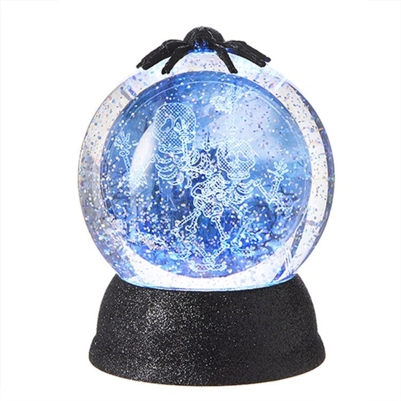 Raz Imports 2022 6.25 Halloween Skeleton Water Swirling Glitter Globe