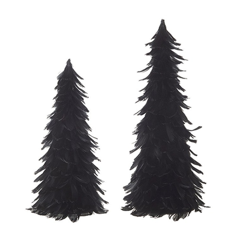 Raz Imports 2022 Carving Time 18 Black Feather Trees, Set of 2