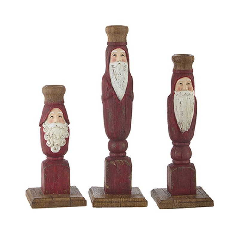 Raz Imports 2022 Countryside Christmas 12 Santa Taper Candle Holders, Set of 3