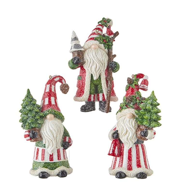 Raz Imports 2022 Countryside Christmas 5 Gnome Santa Ornament, Asst Of 3