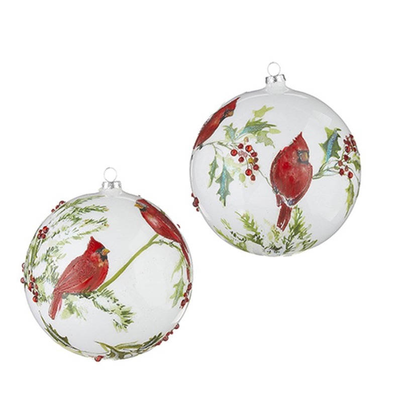 Raz Imports 2022 Countryside Christmas 6 Cardinal Ball Ornament, Asst Of 2.
