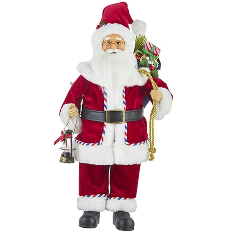 Raz Imports 2022 Destination Christmas 18.75 Airmail Santa With Lighted Lantern