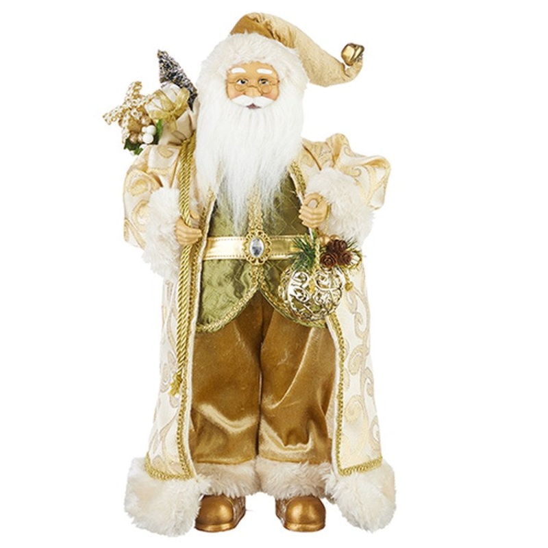 Raz Imports 2022 Evergreen & Gold 18.5 Green And Gold Santa