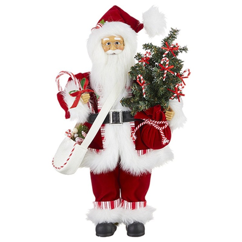Raz Imports 2022 Merrymint 18.75 Peppermint Santa With Tree