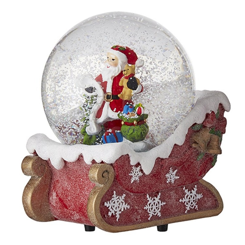 Raz Imports 2022 No Place Like Home 5 Santa w/ List In Sleigh Base Water Globe