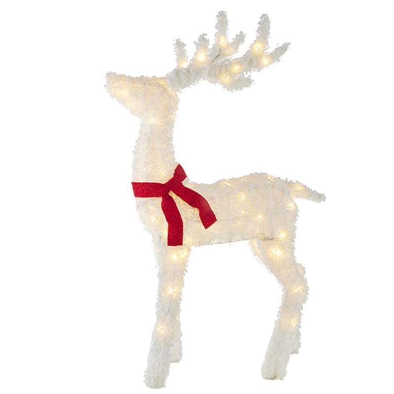 Raz Imports 2022 North Pole Friends 52 Flocked Tinsel Lighted Deer With Antlers