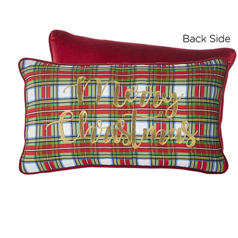 Raz Imports 2022 Tartan Tidings 20 Plaid Lumbar Pillow