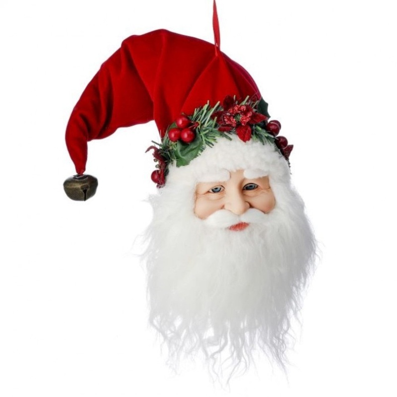 Regency International 14 Fabric Poinsettia Santa Head Ornament