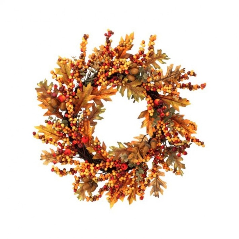Regency International 24 Harvest Waterproof Berry Oak Leaf Wreath