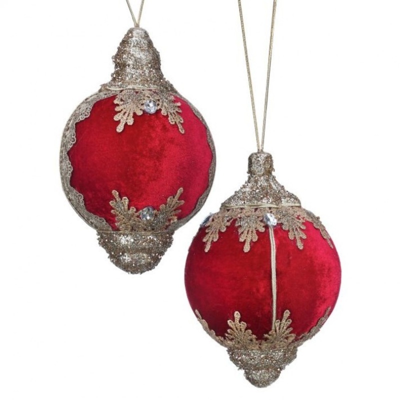 Regency International 7.5Fabric Jewel Finial Ornament Set of 2, Assortment
