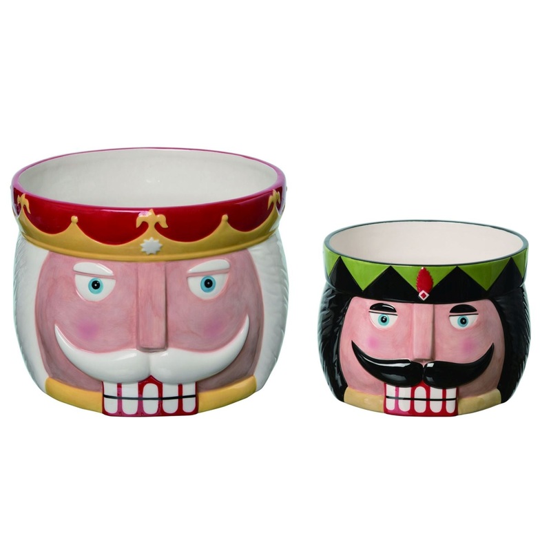 Transpac Dolomite Nutcracker Snack Bowls Set Of 2