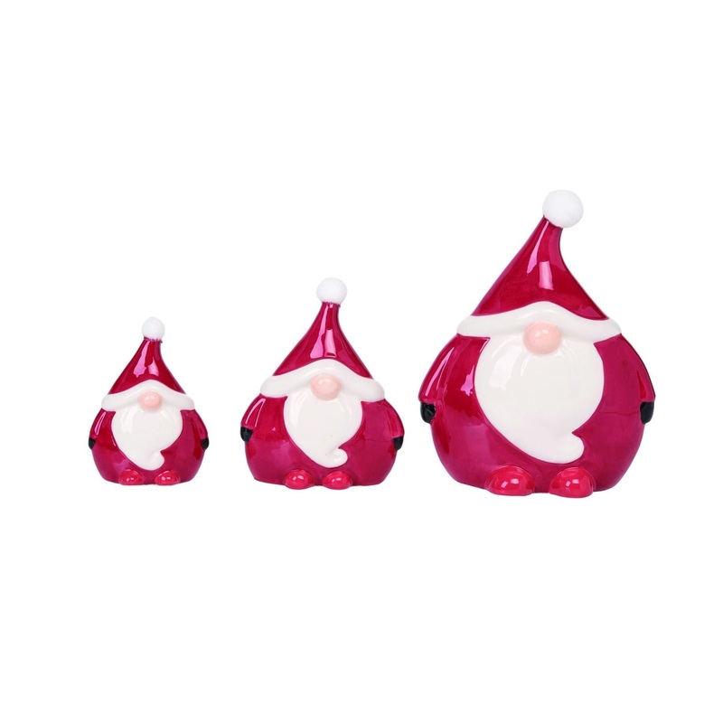 Transpac Dolomite Santa Gnomes Set Of 3